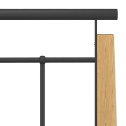 Cadre de lit sans matelas métal bois de chêne massif 200x200 cm 