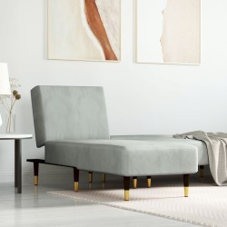 Chaise longue gris clair velours 