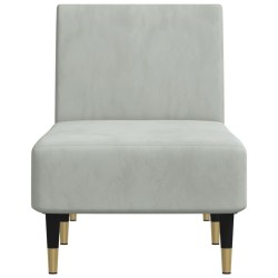 Chaise longue gris clair velours 