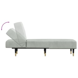 Chaise longue gris clair velours 