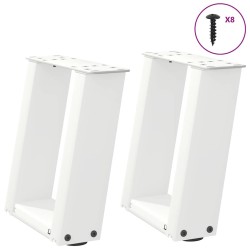 Pieds de table basse en U 2 pièces Blanc 30 x (30-31) cm Acier 