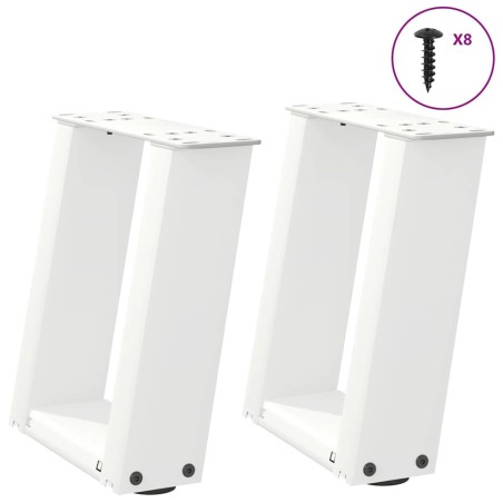 Pieds de table basse en U 2 pièces Blanc 30 x (30-31) cm Acier 