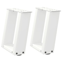 Pieds de table basse en U 2 pièces Blanc 30 x (30-31) cm Acier 