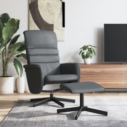 Fauteuil inclinable avec repose-pied gris similicuir 