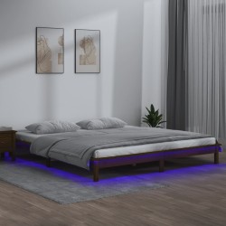 Cadre de lit à LED sans matelas 120x190 cm bois massif 
