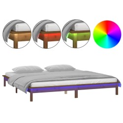 Cadre de lit à LED sans matelas 120x190 cm bois massif 