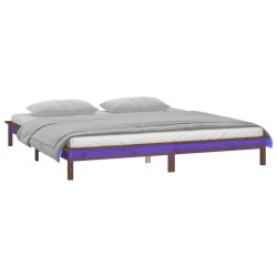 Cadre de lit à LED sans matelas 120x190 cm bois massif 