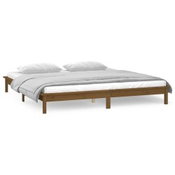 Cadre de lit à LED sans matelas 120x190 cm bois massif 