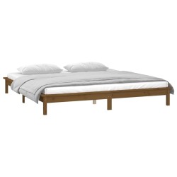 Cadre de lit à LED sans matelas 120x190 cm bois massif 