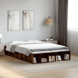 Cadre de lit sans matelas chêne fumé 120x190 cm 