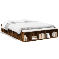 Cadre de lit sans matelas chêne fumé 120x190 cm 