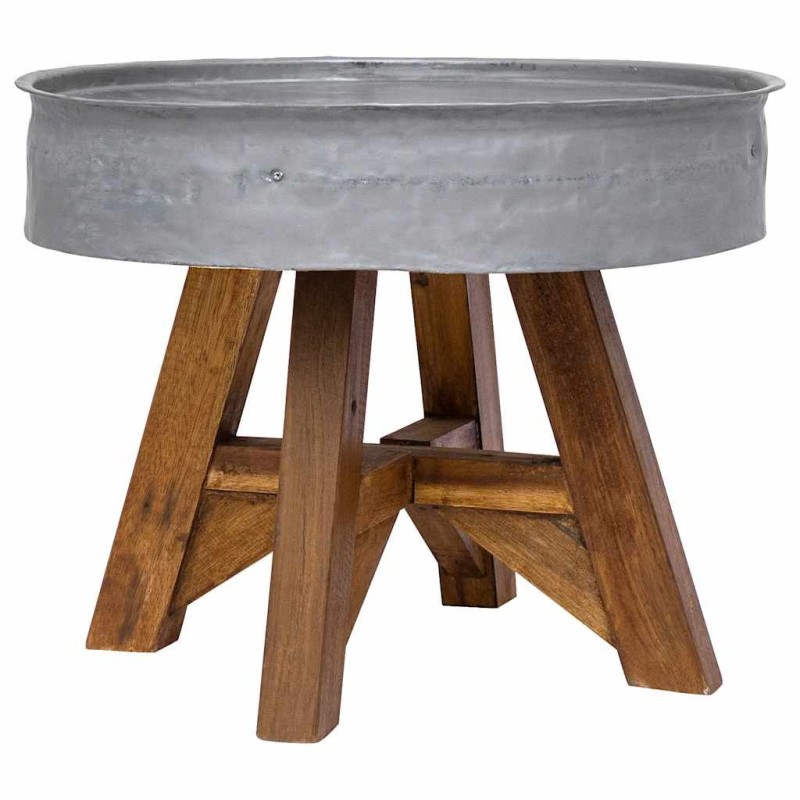 Table basse bois de récupération mélangé 60x45 cm argenté 