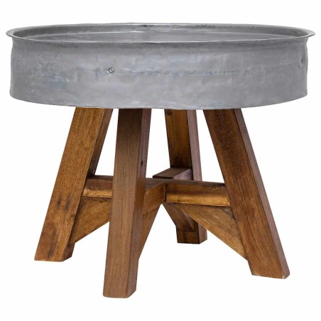 Table basse bois de récupération mélangé 60x45 cm argenté 