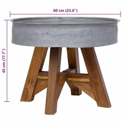 Table basse bois de récupération mélangé 60x45 cm argenté 