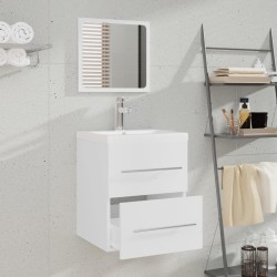 Meuble lavabo avec bassin intégré Blanc Bois d'ingénierie 
