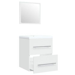 Meuble lavabo avec bassin intégré Blanc Bois d'ingénierie 