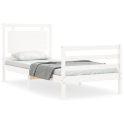 Cadre de lit sans matelas blanc 100x200 cm bois massif 
