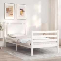 Cadre de lit sans matelas blanc 100x200 cm bois massif 
