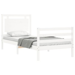 Cadre de lit sans matelas blanc 100x200 cm bois massif 