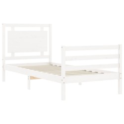 Cadre de lit sans matelas blanc 100x200 cm bois massif 