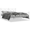 Cadre de lit métal sans matelas et pied de lit blanc 150x200 cm 