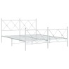Cadre de lit métal sans matelas et pied de lit blanc 150x200 cm 