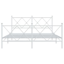 Cadre de lit métal sans matelas et pied de lit blanc 150x200 cm 