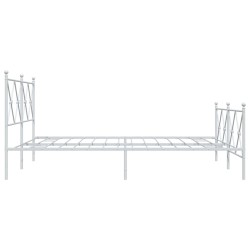 Cadre de lit métal sans matelas et pied de lit blanc 150x200 cm 