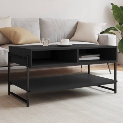 Table basse noir 90x50x45 cm bois d'ingénierie 