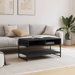 Table basse noir 90x50x45 cm bois d'ingénierie 