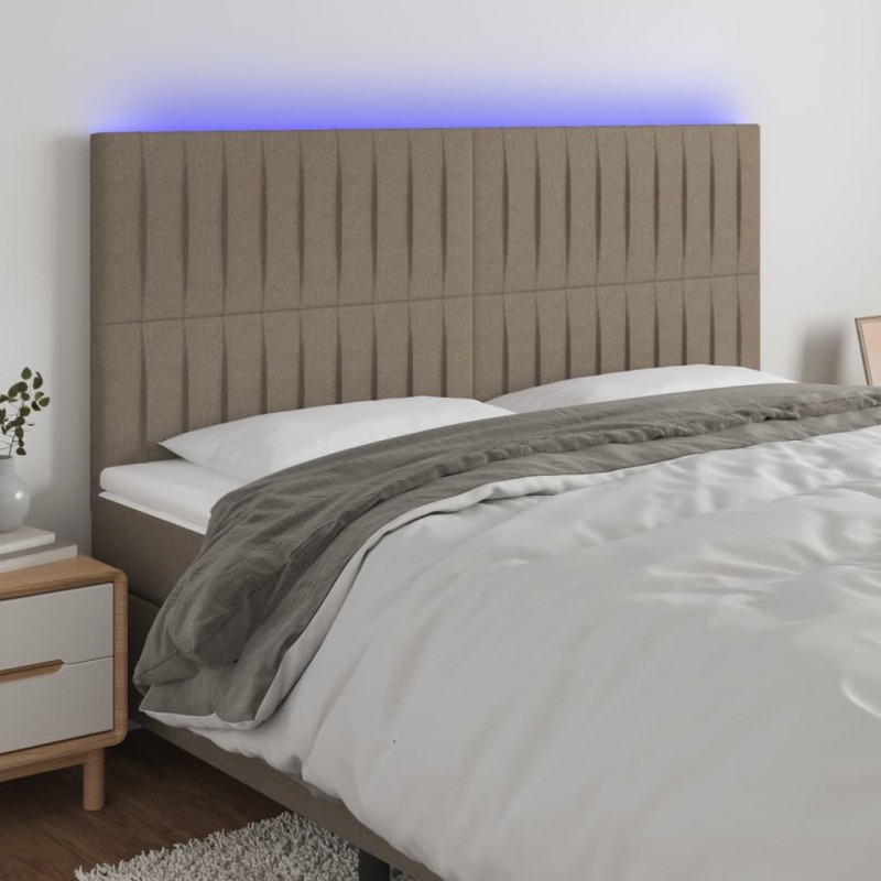 Tête de lit à LED Taupe 160x5x118/128 cm Tissu 