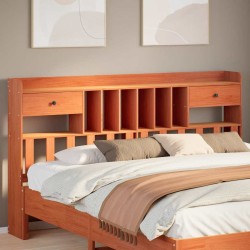 Tête de lit avec rangement cire marron 200cm bois massif de pin 