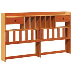 Tête de lit avec rangement cire marron 200cm bois massif de pin 
