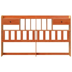 Tête de lit avec rangement cire marron 200cm bois massif de pin 