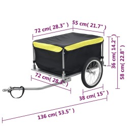 Remorque de vélo noir et jaune 65 kg 