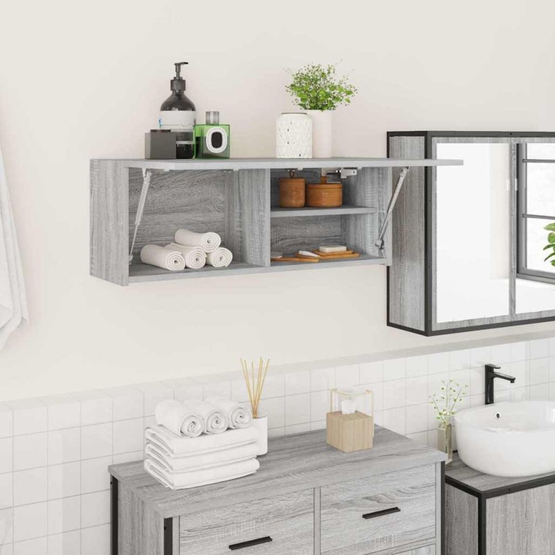 Armoire murale de bain sonoma gris 80x25x30cm bois d'ingénierie 