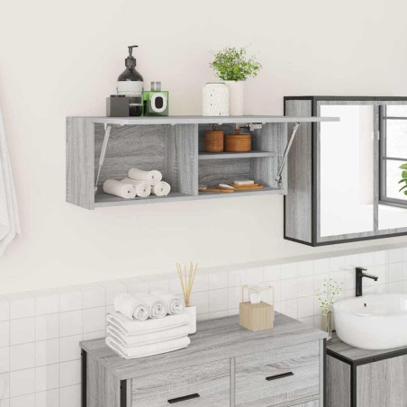 Armoire murale de bain sonoma gris 80x25x30cm bois d'ingénierie 