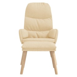 Chaise de relaxation avec tabouret Crème Tissu 
