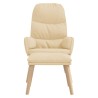 Chaise de relaxation avec tabouret Crème Tissu 