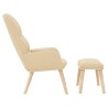 Chaise de relaxation avec tabouret Crème Tissu 