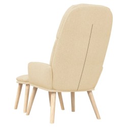 Chaise de relaxation avec tabouret Crème Tissu 