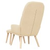 Chaise de relaxation avec tabouret Crème Tissu 