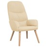 Chaise de relaxation avec tabouret Crème Tissu 