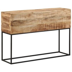 Table console 110x30x75 cm bois de manguier massif brut et fer 