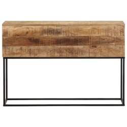 Table console 110x30x75 cm bois de manguier massif brut et fer 