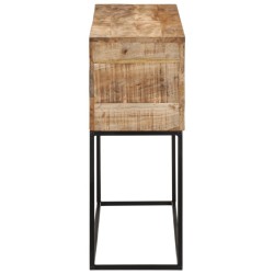 Table console 110x30x75 cm bois de manguier massif brut et fer 