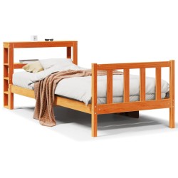 Cadre de lit avec tête de lit sans matelas cire marron 75x190cm 