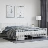 Cadre de lit métal sans matelas et pied de lit blanc 200x200 cm 