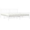 Cadre de lit métal sans matelas et pied de lit blanc 200x200 cm 