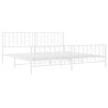 Cadre de lit métal sans matelas et pied de lit blanc 200x200 cm 